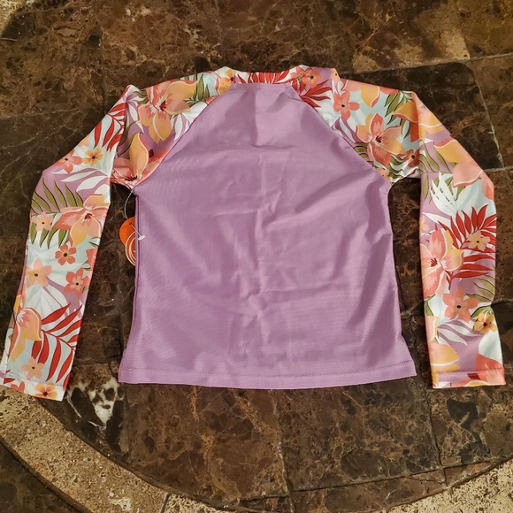 Wonder Nation lilac floral long sleeve rash guard S 6-6x NWT - Picture 3 of 5